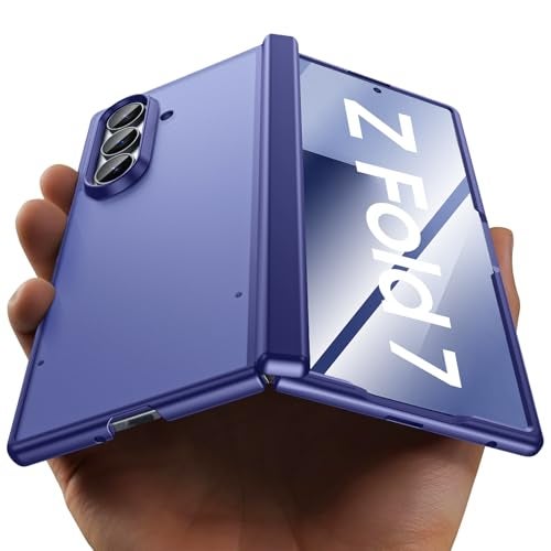 oupeigar for Samsung Galaxy Z Fold 7 Case with Screen Protector & Built-in Hinge Protection, Skin Feel Ultra Thin Stylish Translucent Matte PC, Wireless Charging Durable Shockproof Cover for Z Fold 7-Blue - Image 1