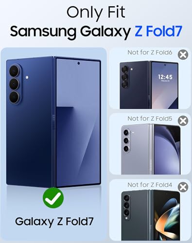 oupeigar for Samsung Galaxy Z Fold 7 Case with Screen Protector & Built-in Hinge Protection, Skin Feel Ultra Thin Stylish Translucent Matte PC, Wireless Charging Durable Shockproof Cover for Z Fold 7-Blue - Image 2