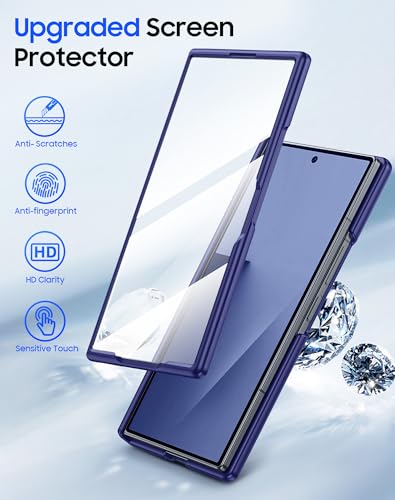 oupeigar for Samsung Galaxy Z Fold 7 Case with Screen Protector & Built-in Hinge Protection, Skin Feel Ultra Thin Stylish Translucent Matte PC, Wireless Charging Durable Shockproof Cover for Z Fold 7-Blue - Image 3