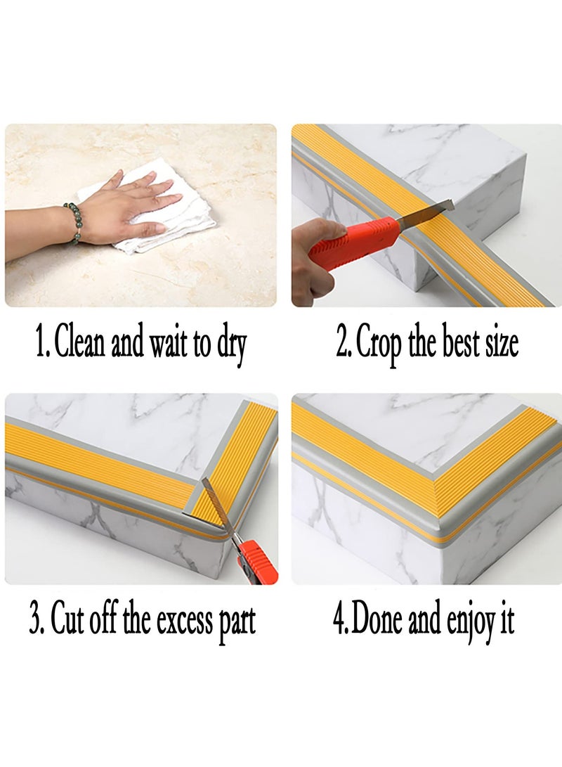 Stair Leading Edge Protector, Waterproof Anti-Slip Rubber Step Adhesive Edge Decorative Protection Strip for Home School Nursing Home Indoor and Outdoor Stair Steps Black Grey - Image 4