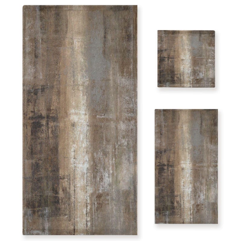 AIYOOLER Vintage Grey Burn Brown Bath Towels Set,3 Piece Soft Abstract Modern Art Towel Set,1 Bath Towel 1 Hand Towel 1 Washcloth,Absorbent Decorative Guest Bathroom Towels for Kitchen Shower Spa Face - Image 1