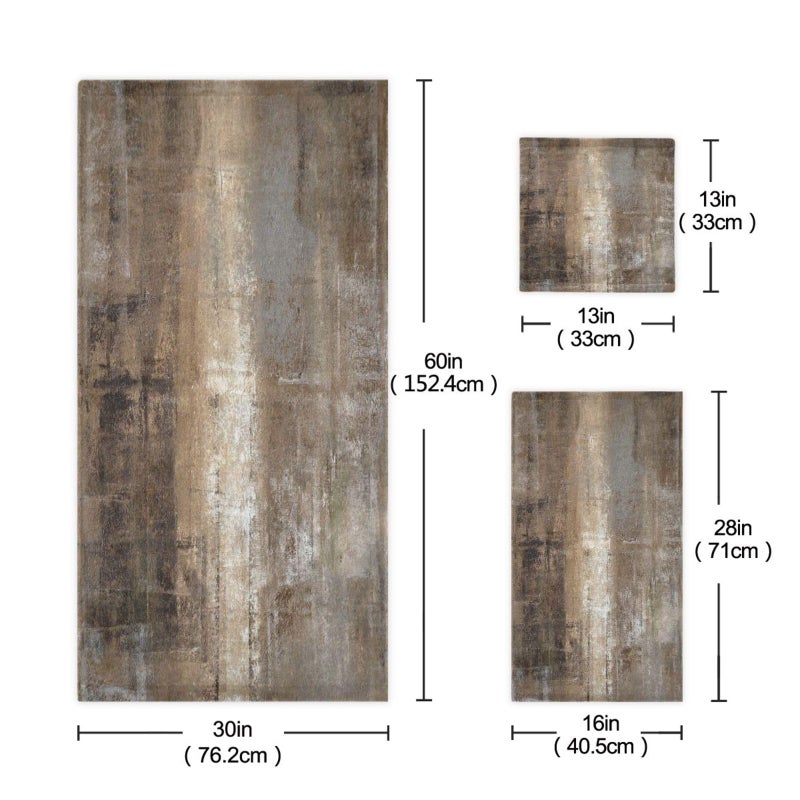 AIYOOLER Vintage Grey Burn Brown Bath Towels Set,3 Piece Soft Abstract Modern Art Towel Set,1 Bath Towel 1 Hand Towel 1 Washcloth,Absorbent Decorative Guest Bathroom Towels for Kitchen Shower Spa Face - Image 2