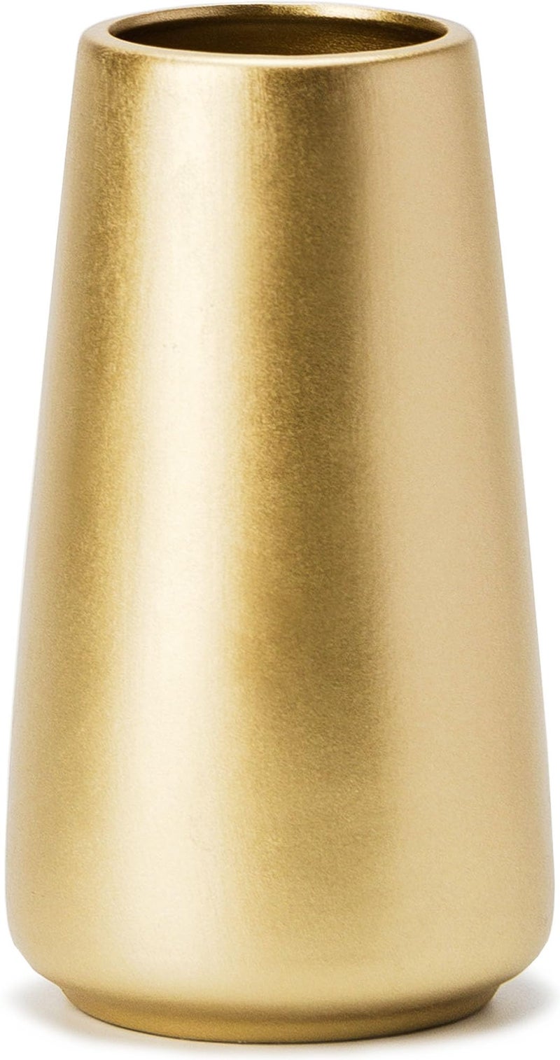 HUBUISH Light Gold Vase - 6" Gold Ceramic Flower vase for Home/Table/Accent Decor, Minimalist Modern Vases Ceramic for Centerpieces, Room Decor, Living Room, Bedroom or Gift - Image 1