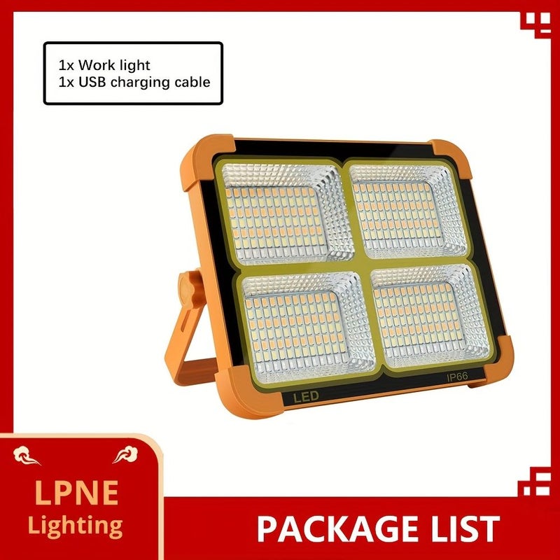 Solar USB Rechargeable Work Light Portable High Brightness Floodlight 5 Modes Lantern - Image 1