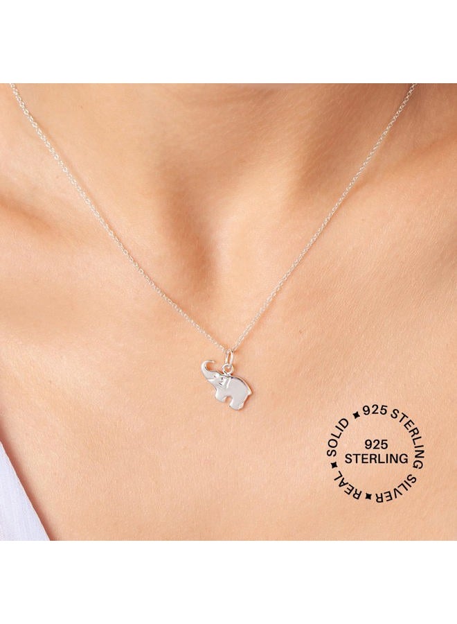 BENIQUE Sterling Silver Elephant Necklace For Women Teen Girls - Good Luck Gifts, Inspirational Meaningful Pendant Jewelry, Dainty Fine Chain 16"-18" Adjustable, Made In USA (S925/Elephant18) - Image 3