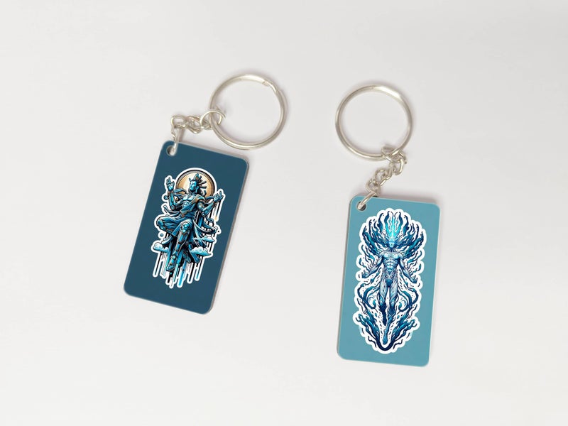 OUTFITQUE OUTFITQUE Premium (Pack of 2) Anime-298 Printed Long Keychain For Bike, Scooty, Car, MDF Keyholder - Image 1