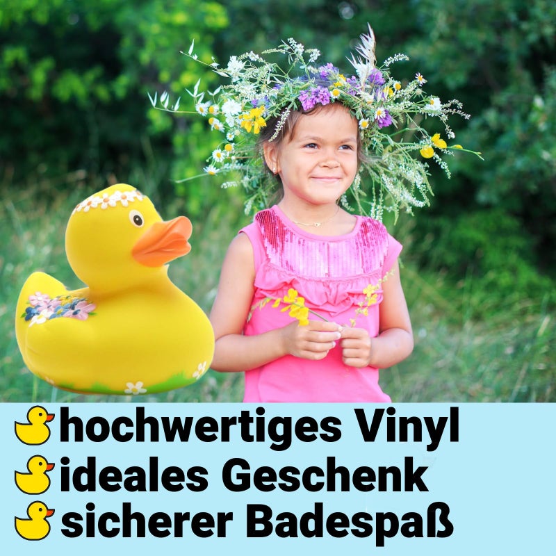 Duckshop بطاقة دُك شوب بتصميم زهري I بطة تصدر صوت I الطول: 8 سم - تشمل سلسلة مفاتيح بطة في المجموعة - Image 2