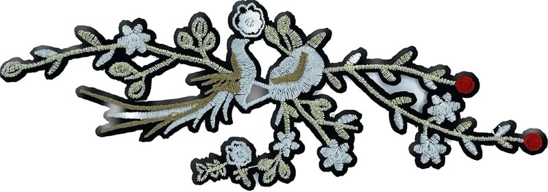 Ani Accessories Loving Bird Sit on Tree Heat Transfer Embroidered Appliques for Shoes Clothes Backpacks Embellishments Kurti Kurta Jacket - Image 1