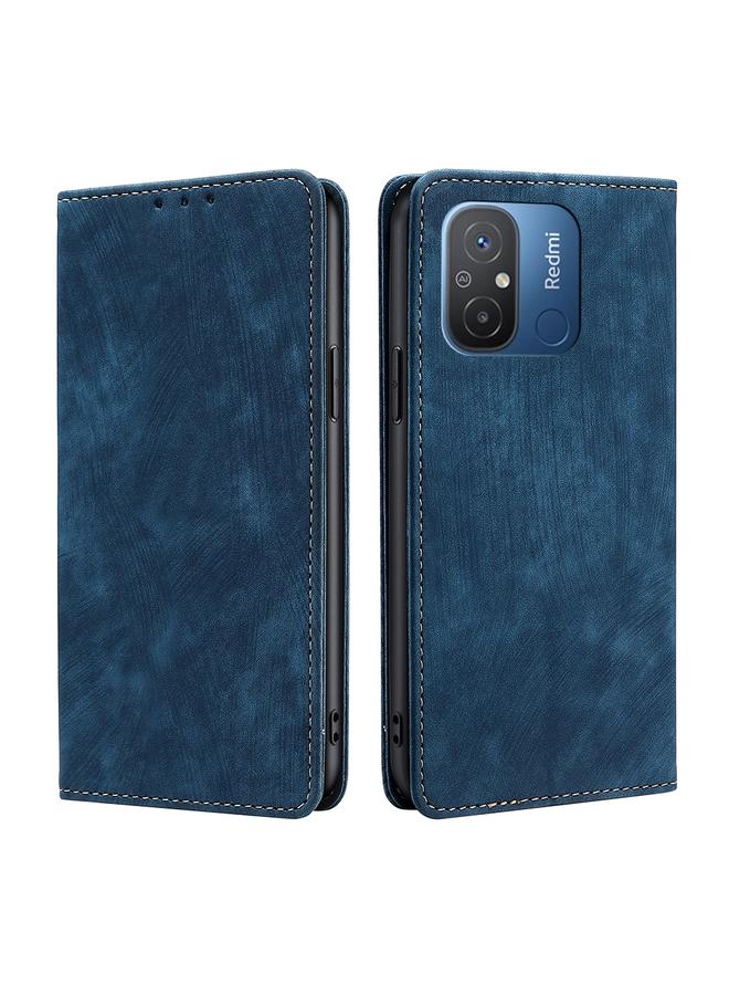 The Bros Case For Xiaomi Redmi 12C 4G RFID Anti-theft Brush Magnetic Leather Phone Case