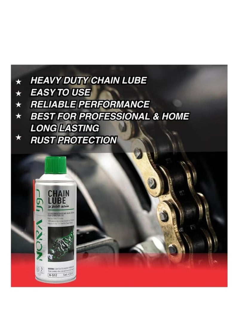 نورا زيوت التشحيم للسلاسل، NORA Car Care، N-512، 450 مل، تشحيم فائق، حماية للسلاسل، زيوت تشحيم للحبال السلكية، تقلل من الاحتكاك - Image 5
