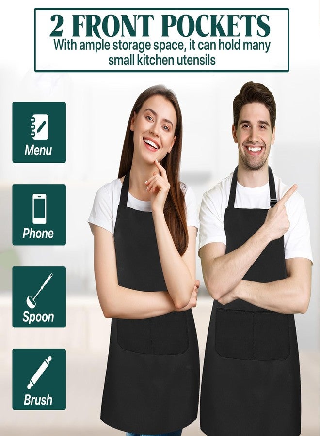 Cptoion 24 Pack Linen Aprons with 2 Pockets, Adjustable Bib Apron for Cooking, Kitchen, BBQ, Unisex Design, 60x70cm(Black) - Image 5