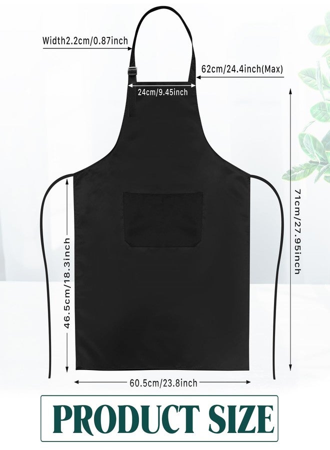 Cptoion 24 Pack Linen Aprons with 2 Pockets, Adjustable Bib Apron for Cooking, Kitchen, BBQ, Unisex Design, 60x70cm(Black) - Image 2