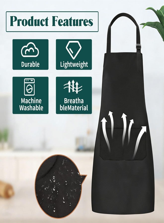 Cptoion 24 Pack Linen Aprons with 2 Pockets, Adjustable Bib Apron for Cooking, Kitchen, BBQ, Unisex Design, 60x70cm(Black) - Image 4