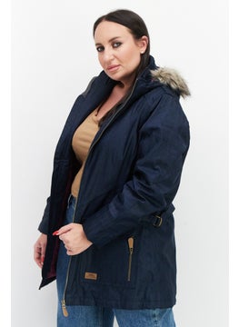 Trespass Women Brand Logo Hooded Anorak Jacket, Navy Blue  - Image 3