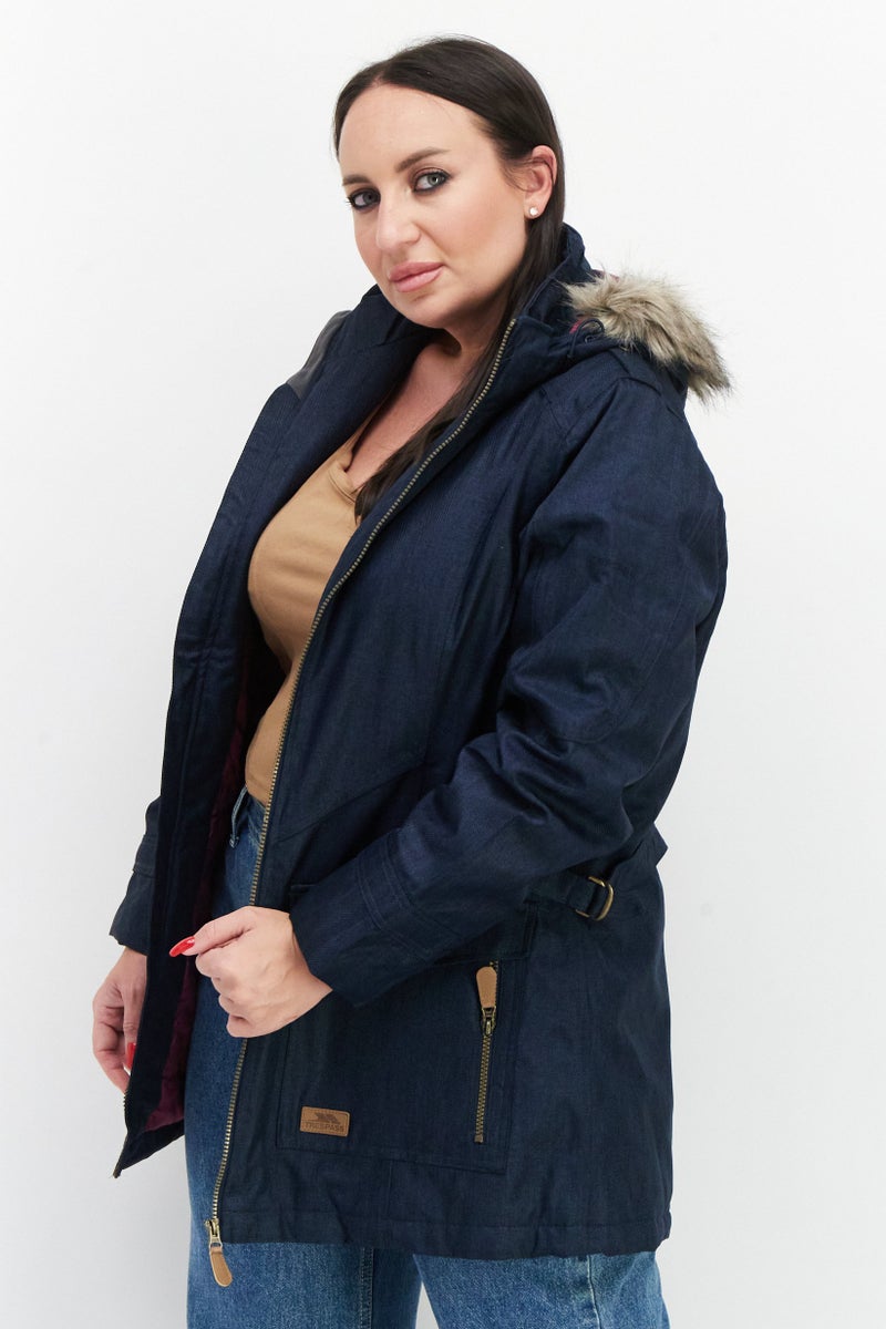 Trespass Women Brand Logo Hooded Anorak Jacket, Navy Blue - Image 3