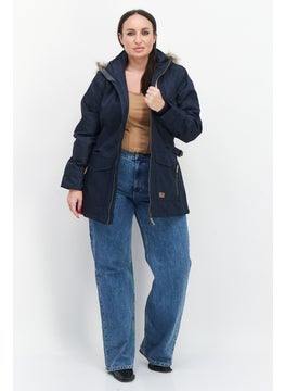 Trespass Women Brand Logo Hooded Anorak Jacket, Navy Blue  - Image 2