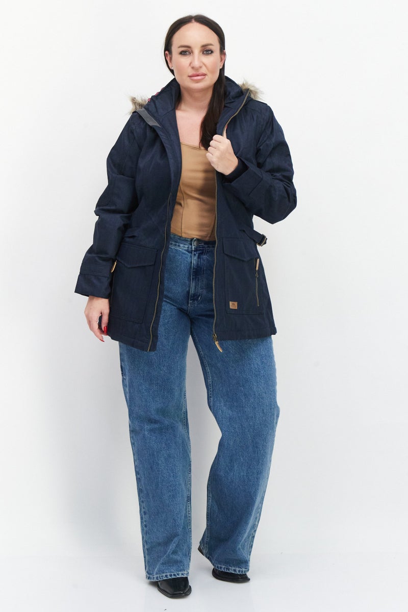 Trespass Women Brand Logo Hooded Anorak Jacket, Navy Blue - Image 4