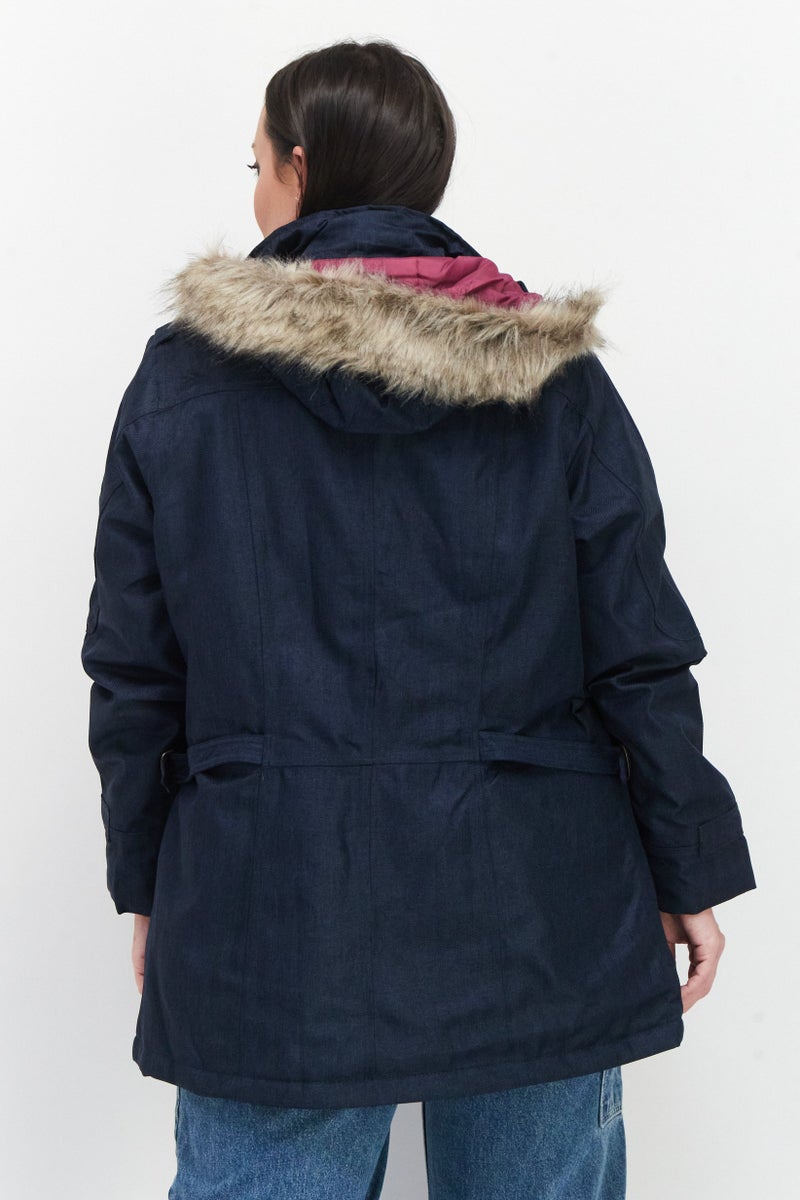 Trespass Women Brand Logo Hooded Anorak Jacket, Navy Blue - Image 2