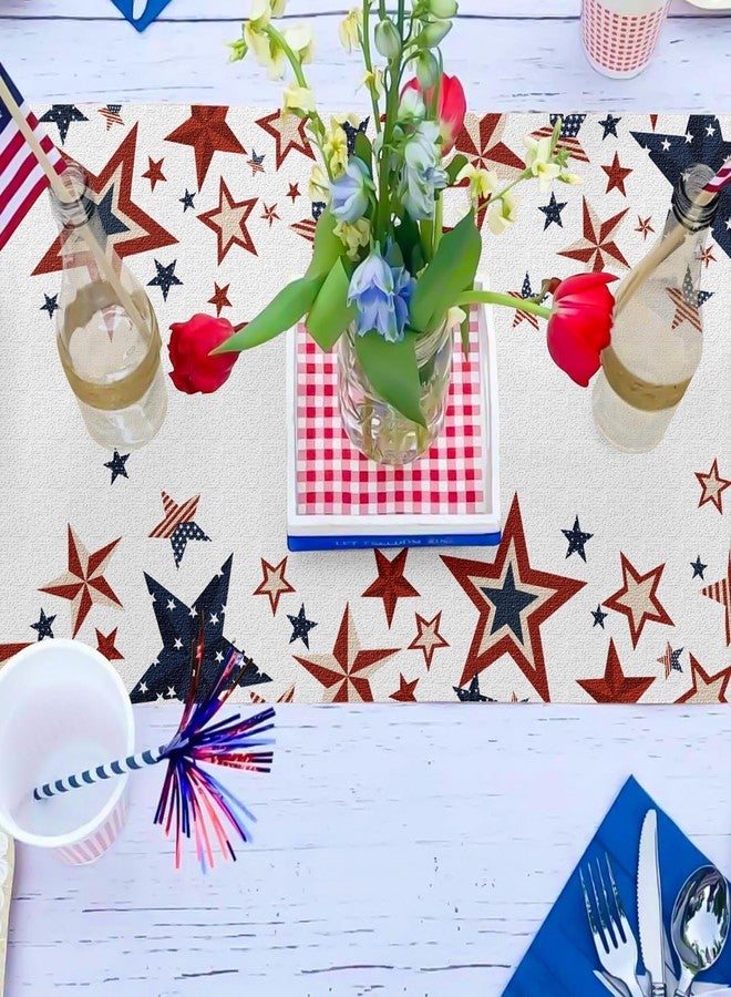 Bloss Patriotic Stars 4th of July Table Runner, Red White and Blue Table Runner American Flag for Independence Day, Memorial Day Kitchen Dining Table Decoration for Home Party Decor,13 x 72 Inch - Image 3