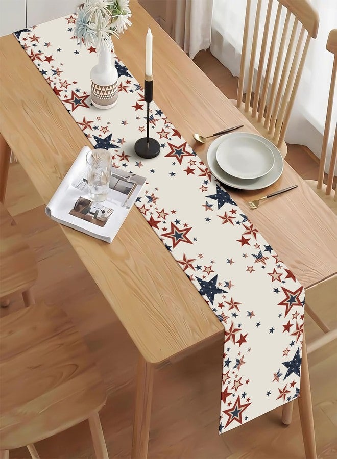 Bloss Patriotic Stars 4th of July Table Runner, Red White and Blue Table Runner American Flag for Independence Day, Memorial Day Kitchen Dining Table Decoration for Home Party Decor,13 x 72 Inch - Image 5