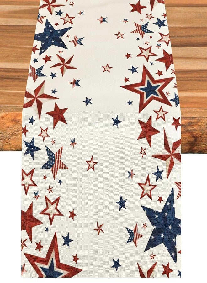 Bloss Patriotic Stars 4th of July Table Runner, Red White and Blue Table Runner American Flag for Independence Day, Memorial Day Kitchen Dining Table Decoration for Home Party Decor,13 x 72 Inch - Image 1