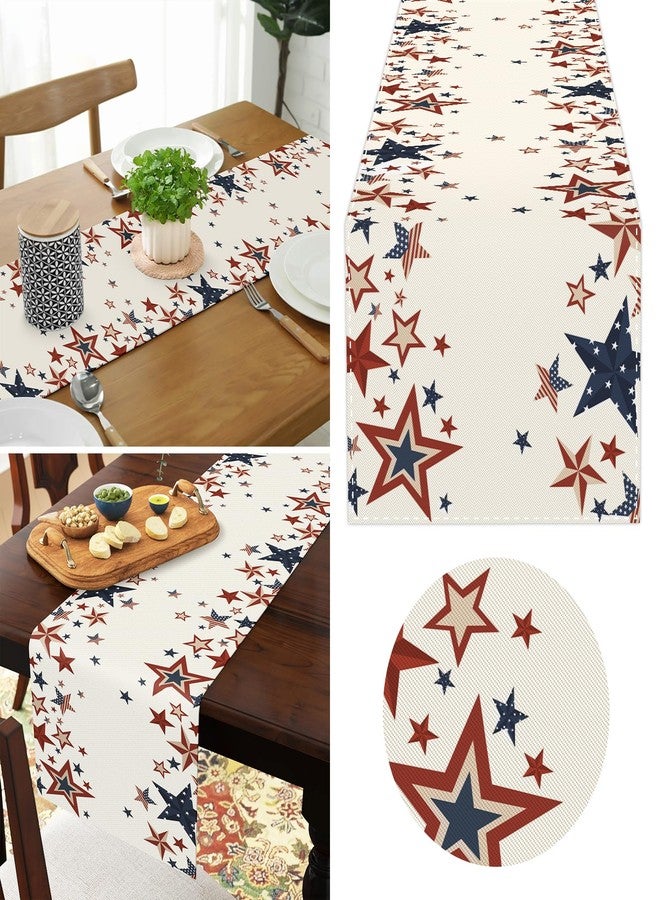 Bloss Patriotic Stars 4th of July Table Runner, Red White and Blue Table Runner American Flag for Independence Day, Memorial Day Kitchen Dining Table Decoration for Home Party Decor,13 x 72 Inch - Image 4