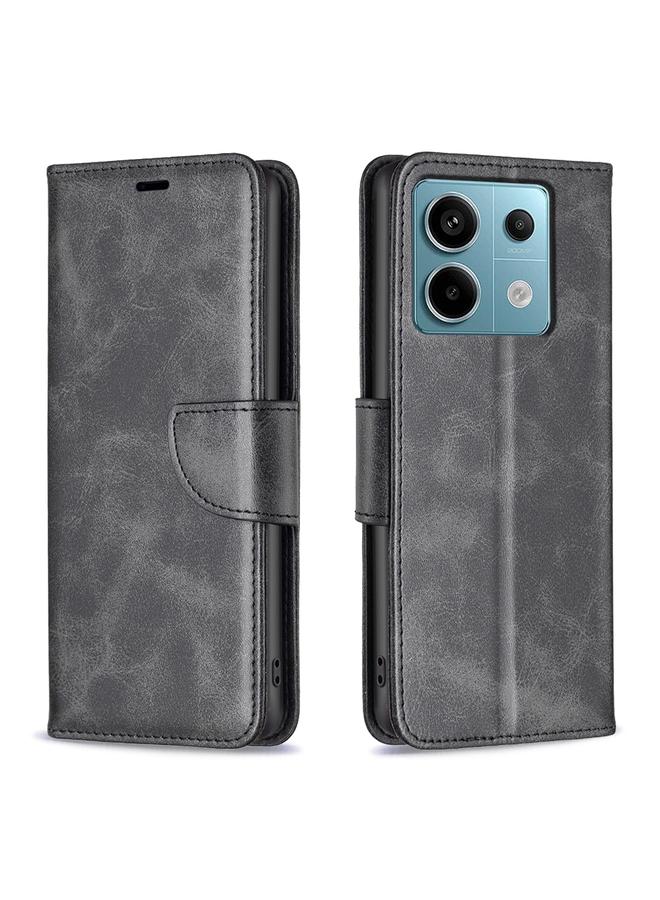 The Bros Case For Xiaomi Redmi Note 13 Pro 4G Global Lambskin Texture Pure Color Flip Leather Phone Case