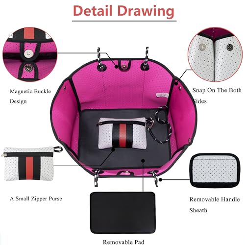 QOGiR Neoprene Multipurpose Beach Bag Tote with Inner Zipper Pocket (White,X-Large) … - Image 4