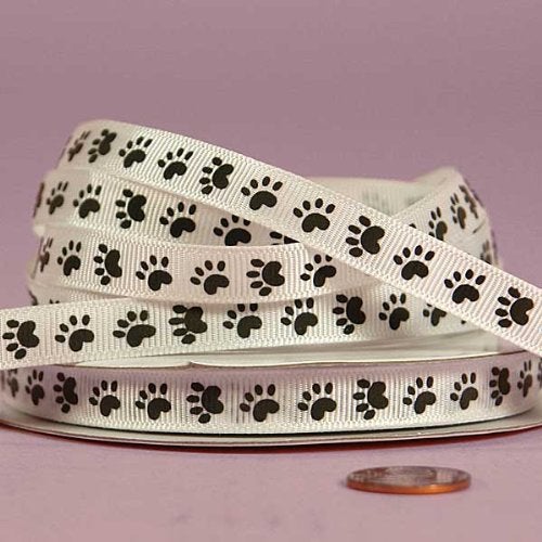 Paper Mart Black Paw Print Grosgrain Ribbon, 3/8" X 25Yd - Image 4