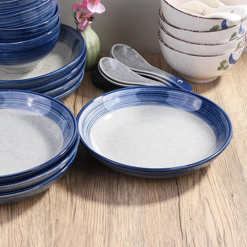 Whitenesser 4Piece Blue Ceramic Dinnerware Set Plate Dish Bowl Spoon Japanese Handpainted Tableware set A Good Tableware BS - Image 5