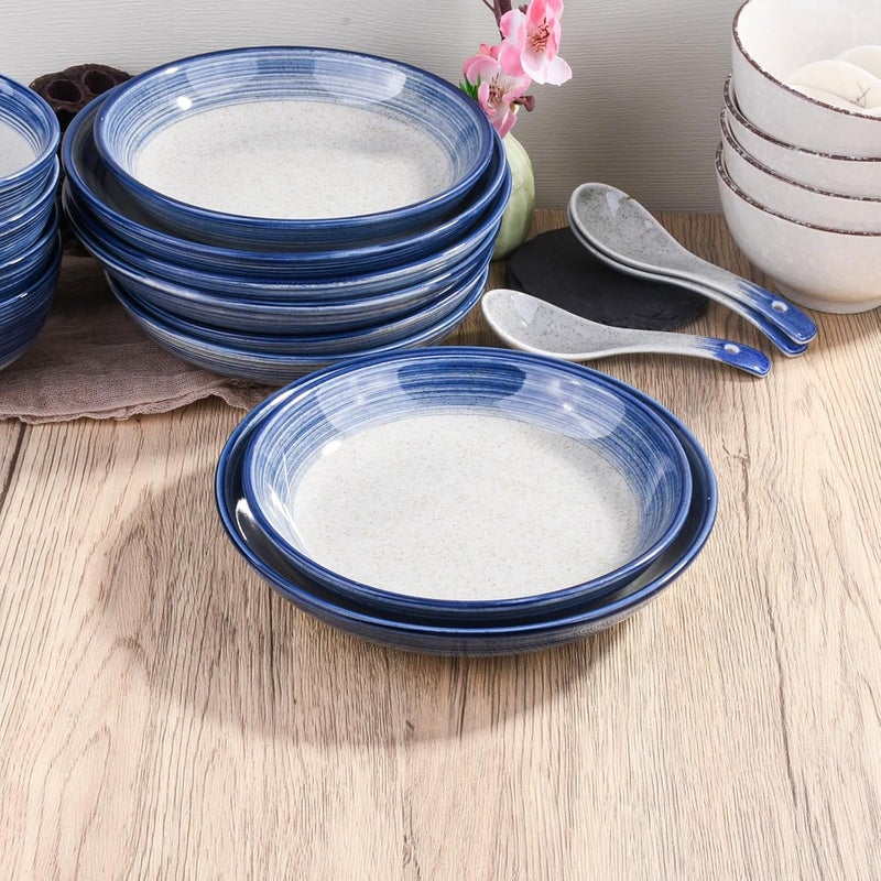 Whitenesser 4Piece Blue Ceramic Dinnerware Set Plate Dish Bowl Spoon Japanese Handpainted Tableware set A Good Tableware BS - Image 4