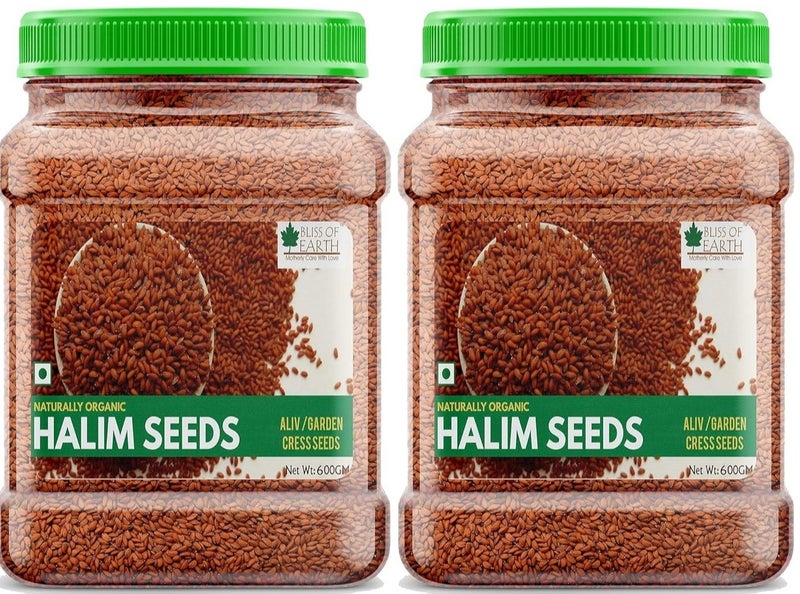 Bliss of Earth Halim Seeds 600g (Pack of 2)| Garden Cress Seeds (Aliv Seeds) | Iron Rich Natural Superfood | Supports Energy, Hair Growth, Weight Loss, & Digestion | Edible Seeds for Daily Nutrition - Image 1