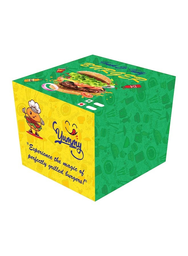 Bleus Readymade Burger Box Size- 4.20x4.20x3 Inch, L - 4.20", B - 4.20", H - 3" Delicious Delights: Gourmet Burger Box - Order Now, In Good Strength Duplex Board, Multicolor (Multicolor, 50) - Image 4