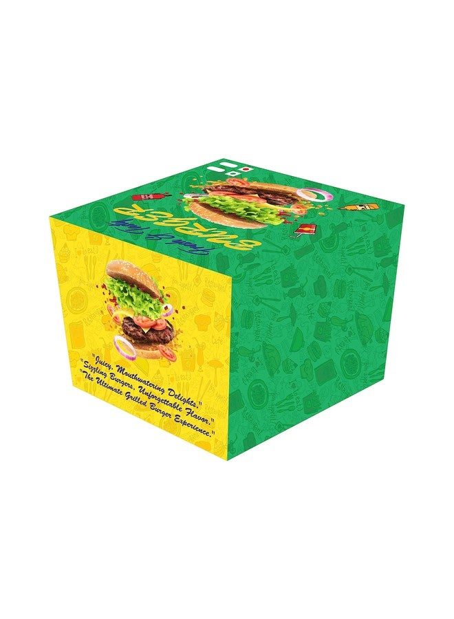 Bleus Readymade Burger Box Size- 4.20x4.20x3 Inch, L - 4.20", B - 4.20", H - 3" Delicious Delights: Gourmet Burger Box - Order Now, In Good Strength Duplex Board, Multicolor (Multicolor, 50) - Image 5