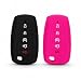 Autobase Silicone Key Fob Cover Compatible with 2025 2024 Ford Explorer Mustang Expedition Bronco F150 Raptor Fusion F150 F250 F350 F450 F550 Edge Key Protection Case 2 Pcs Black and Pink - Image 2