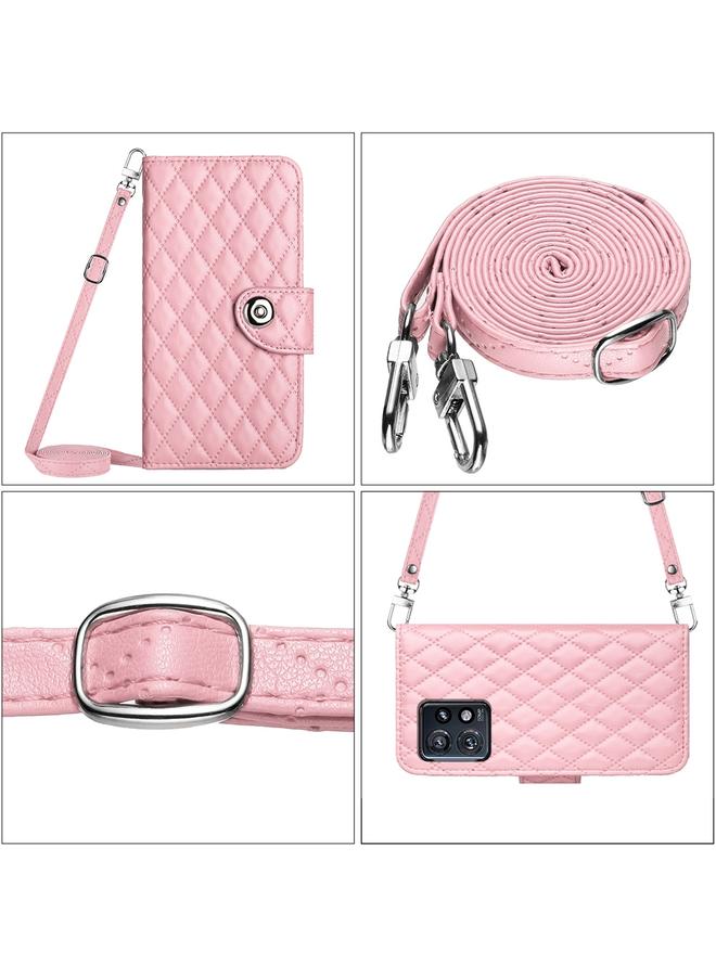 S-TOP Case For Motorola Edge+ 2023 Rhombic Texture Flip Leather Phone Case with Long Lanyard - Image 5