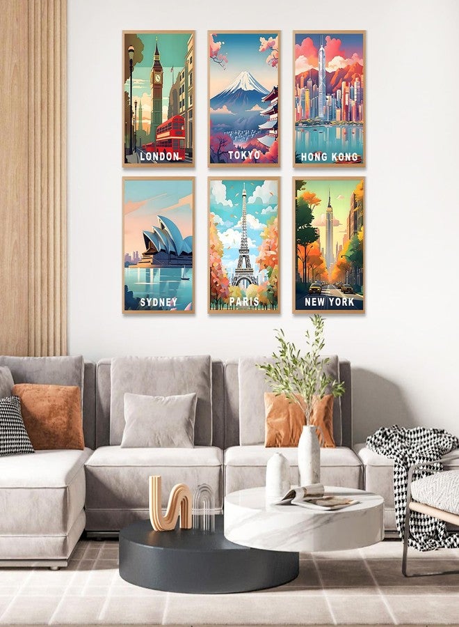 Camocin 6 Pack Paint by Numbers Kit for Adults, City Landscape Adult Paint by Number Kits on Canvas Without Frame for Beginner, Vintage Travel Acrylic Oil Painting by Numbers Kits for Home Decor 10 x 14 Inch - Image 2