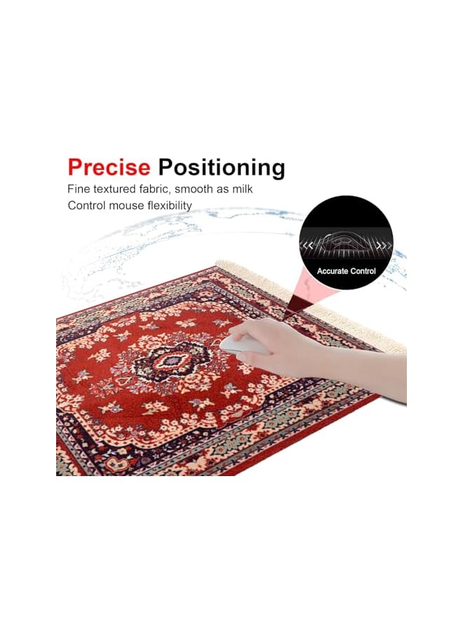 saykfoe Carpet Mouse Mat, Oriental Persian Mouse Pads for Wireless Mouse, Computer Mousepad for Table Decor (Red-Style1)