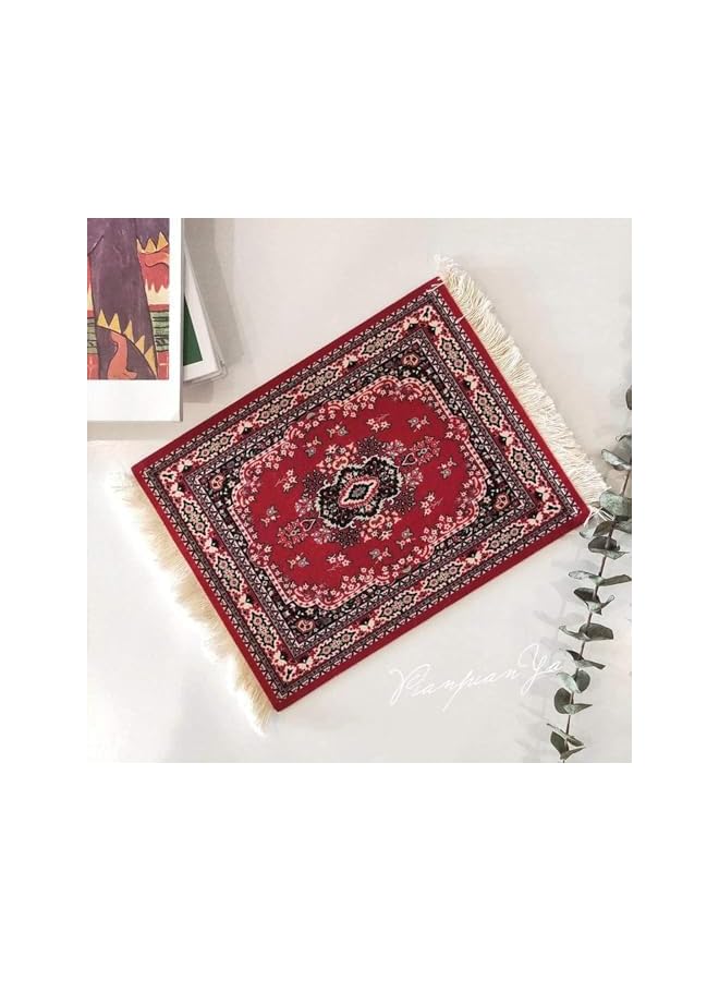 saykfoe Carpet Mouse Mat, Oriental Persian Mouse Pads for Wireless Mouse, Computer Mousepad for Table Decor (Red-Style1)