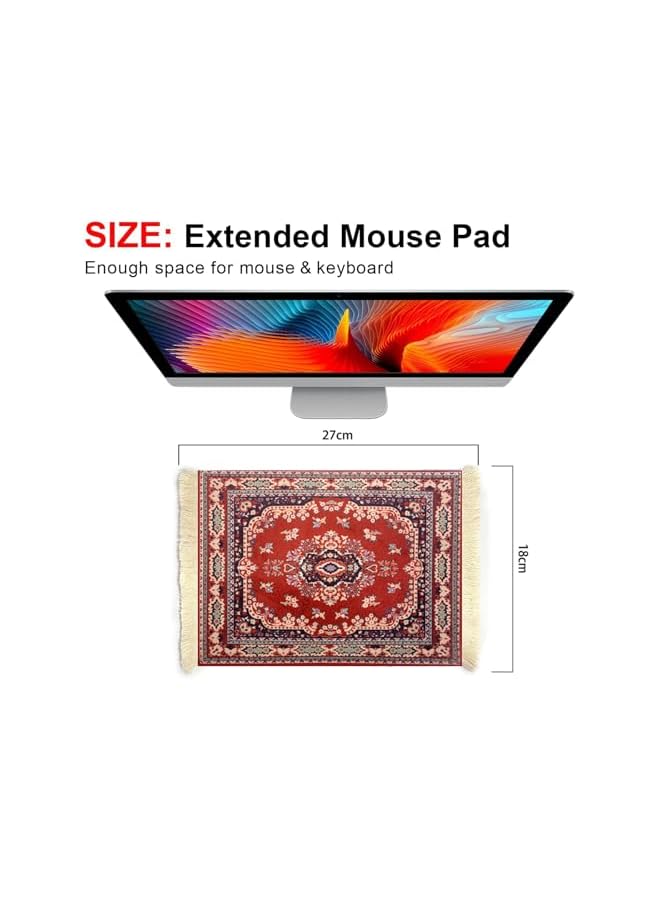 saykfoe Carpet Mouse Mat, Oriental Persian Mouse Pads for Wireless Mouse, Computer Mousepad for Table Decor (Red-Style1)