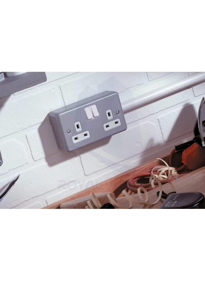 melfi Melfi Metal Clade Electrical Wall Switch: Epoxy Gray Powder Coated for Enhanced Durability (METAL CLADE SWITCH SOCKET 13A DOUBLE)  - Image 5
