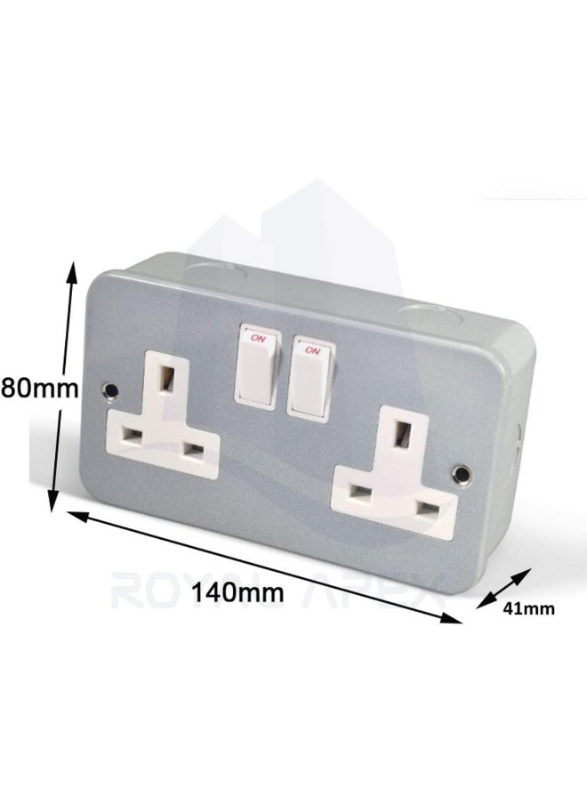 melfi Melfi Metal Clade Electrical Wall Switch: Epoxy Gray Powder Coated for Enhanced Durability (METAL CLADE SWITCH SOCKET 13A DOUBLE)  - Image 2