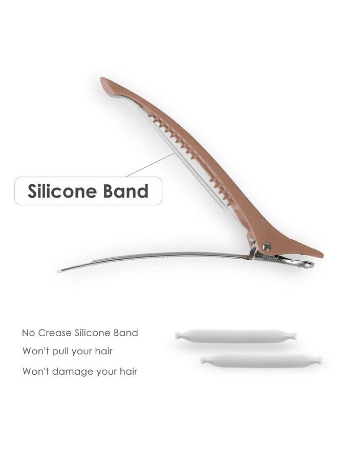 AIMIKE 6Pcs Professional Hair Clips For Styling Sectioning Non Slip Duck Billed Hair Clips With Silicone Band Salon And Home Hair Cutting Clips For Hairdresser Women Men Brown & Apricot & Black - Image 4