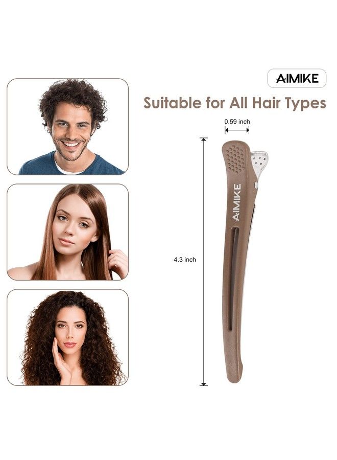 AIMIKE 6Pcs Professional Hair Clips For Styling Sectioning Non Slip Duck Billed Hair Clips With Silicone Band Salon And Home Hair Cutting Clips For Hairdresser Women Men Brown & Apricot & Black - Image 5