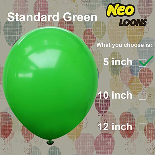 Neo LOONS® 100 pcs 5" Standard Green Premium Latex Balloons - Great for Kids, Adult Birthdays, Weddings, Receptions, Baby Showers, Water Fights, or Any Celebration - Image 2