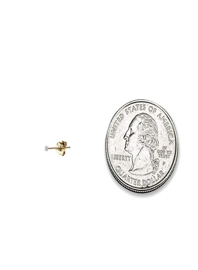 B. BRILLIANT 14K Yellow Gold Round Cubic Zirconia 2mm Tiny Stud Cartilage CZ Earrings for Women Men - Image 5