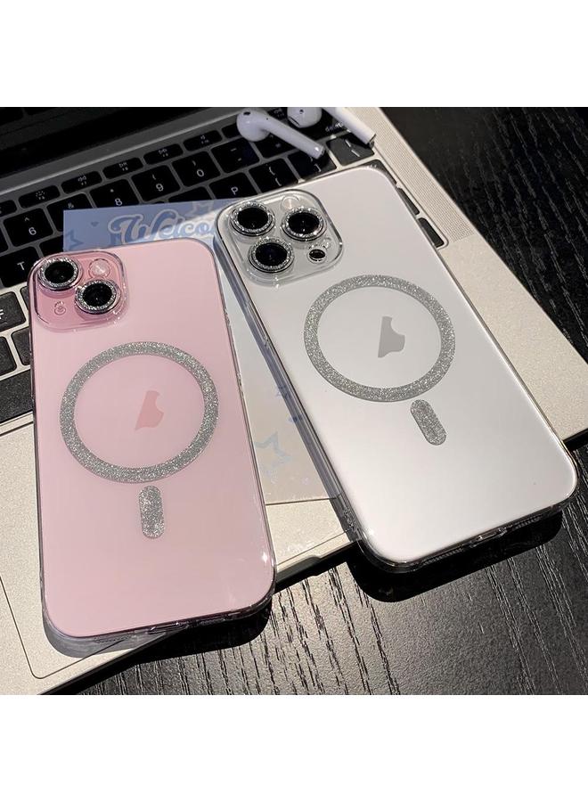 S-TOP Case For iPhone 15 Pro Glitter Magnetic Ring Transparent MagSafe Phone Case - Image 3