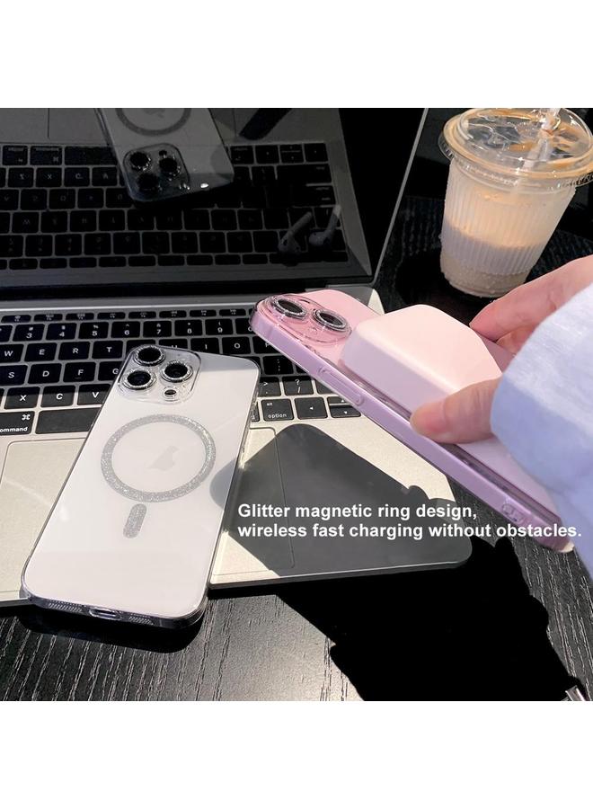 S-TOP Case For iPhone 15 Pro Glitter Magnetic Ring Transparent MagSafe Phone Case - Image 2