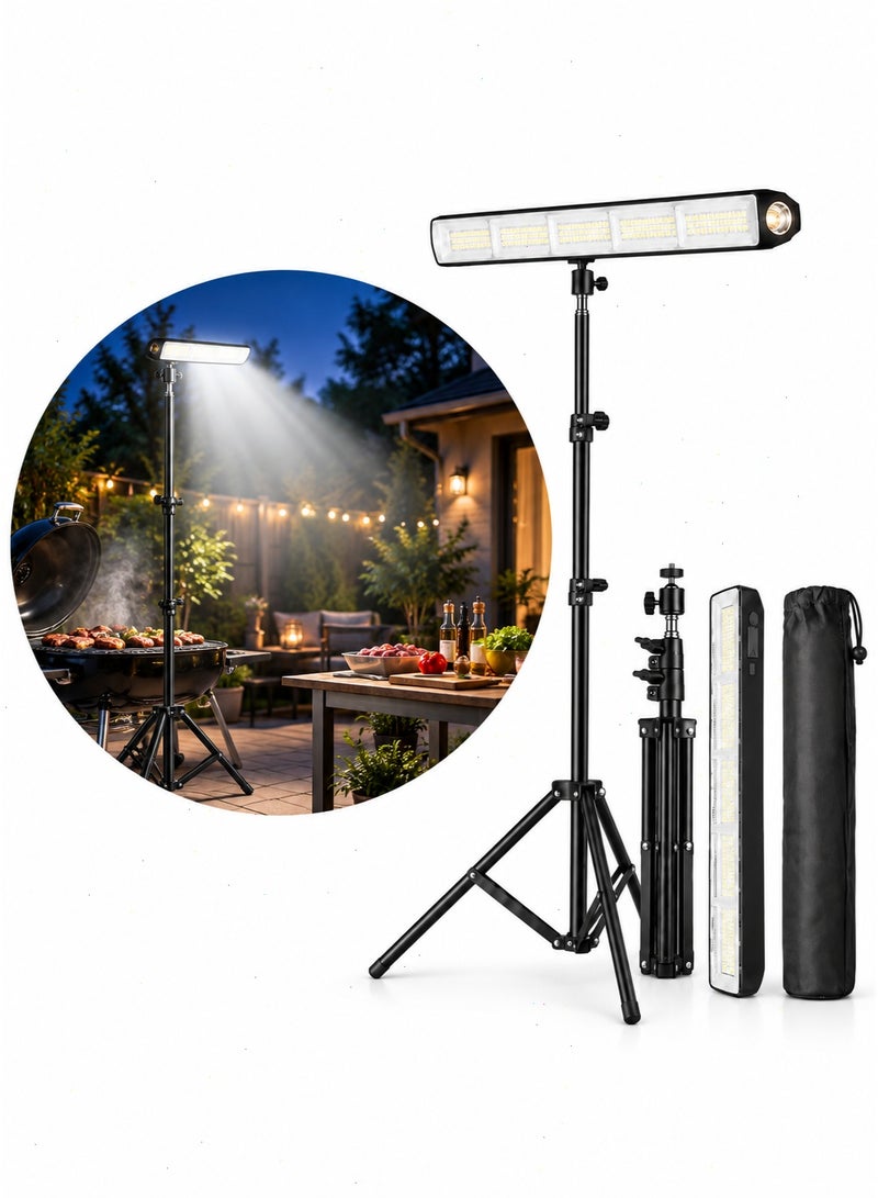 Yoawllty Portable Camping Light 6000mAh, USB Rechargeable  Work Light with 2.2m Tripod Stand, IP65 Water Resistant, Adjustable LED Brightness & Built-In Flashlight - Image 1