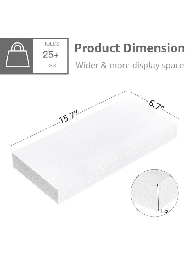 QEEIG Floating Shelves for Wall Bathroom Shelf Bedroom Kitchen Living Room Hanging Book Shelves Small Farmhouse Decor 16 inch Set of 3, White (015-W3) - Image 2